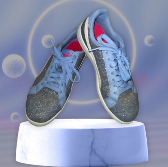 Puma Womens Athletic Shoes Light Blue Sparkle Glitter Silver Gray Sz 5.5 - Picture 6 of 6